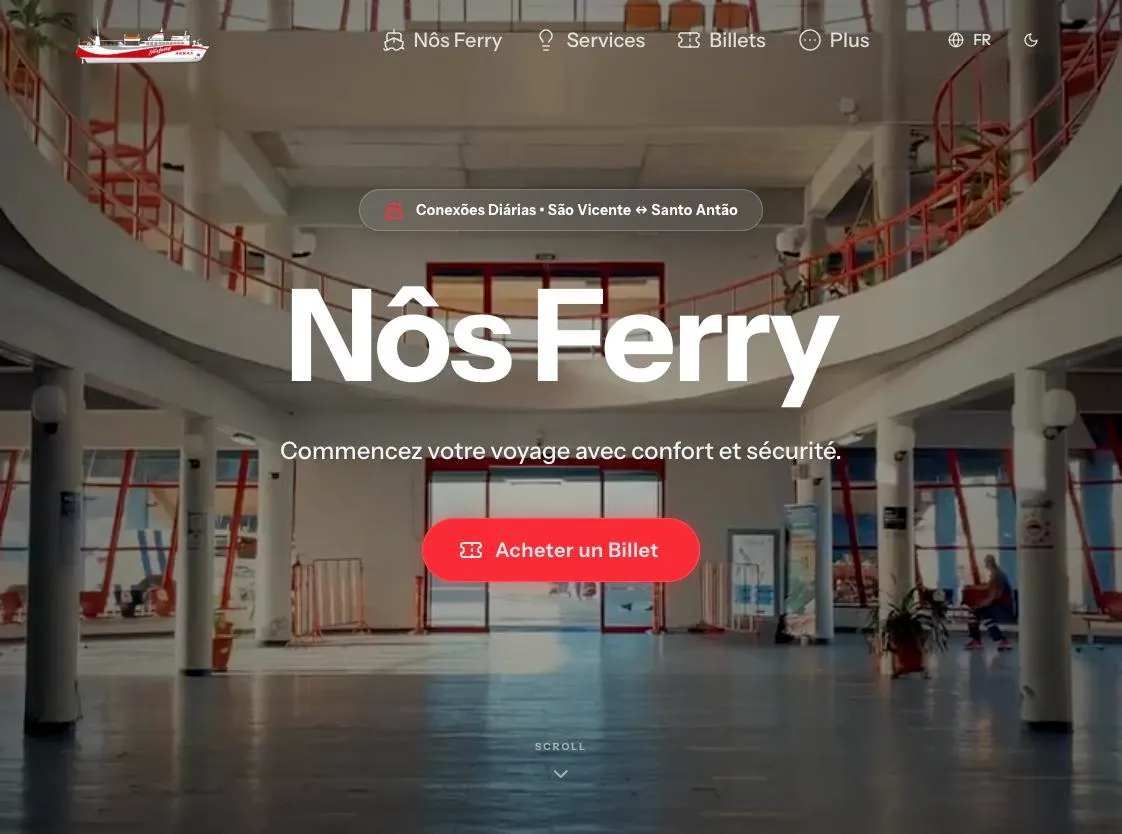 La page d'accueil de NosFerry en français
