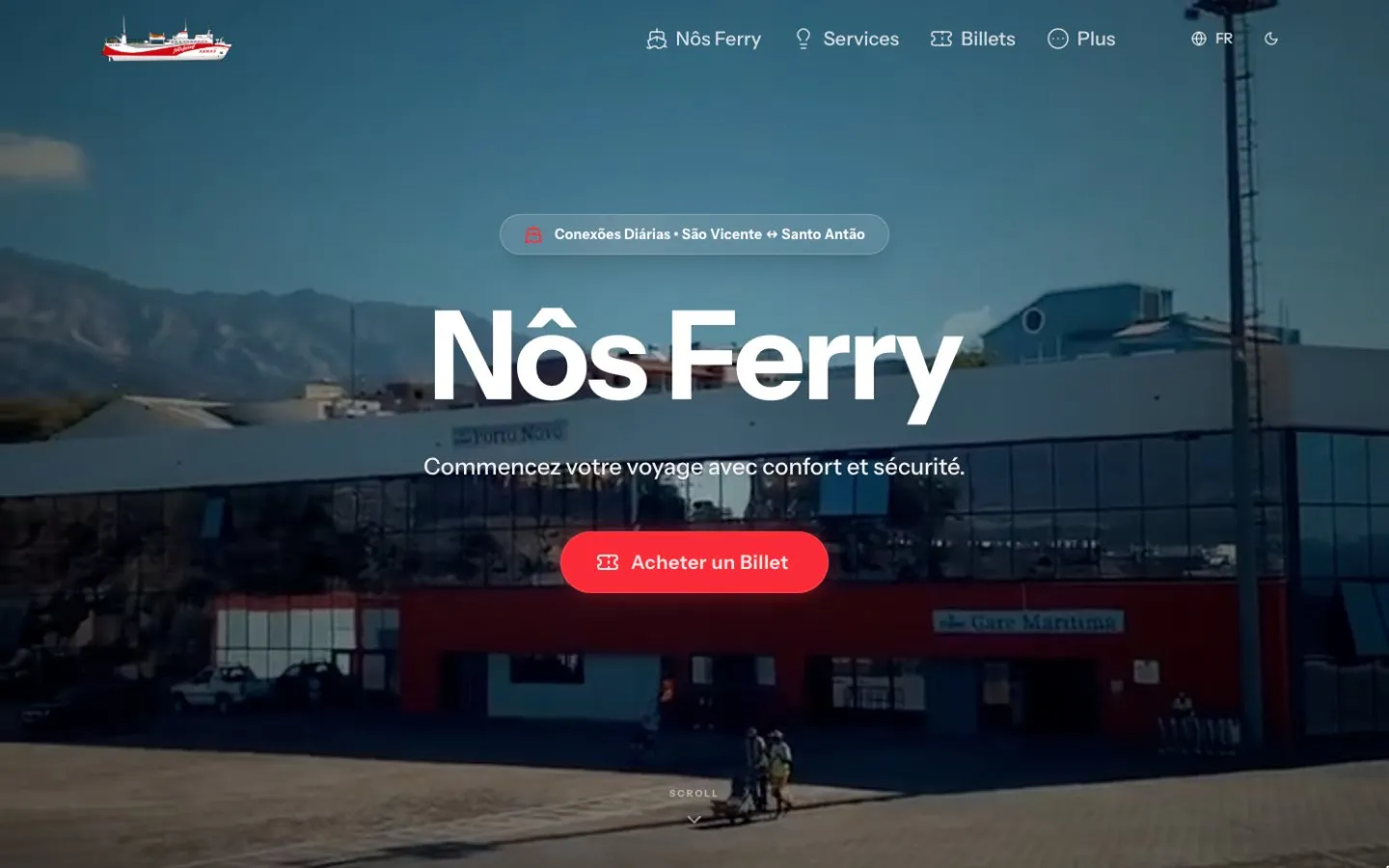 La page d'accueil de NosFerry