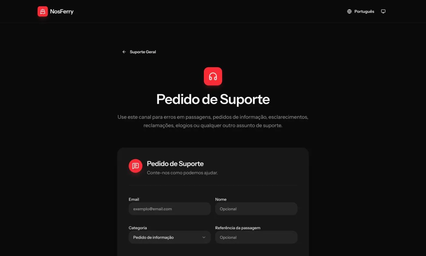Formulário de suporte geral