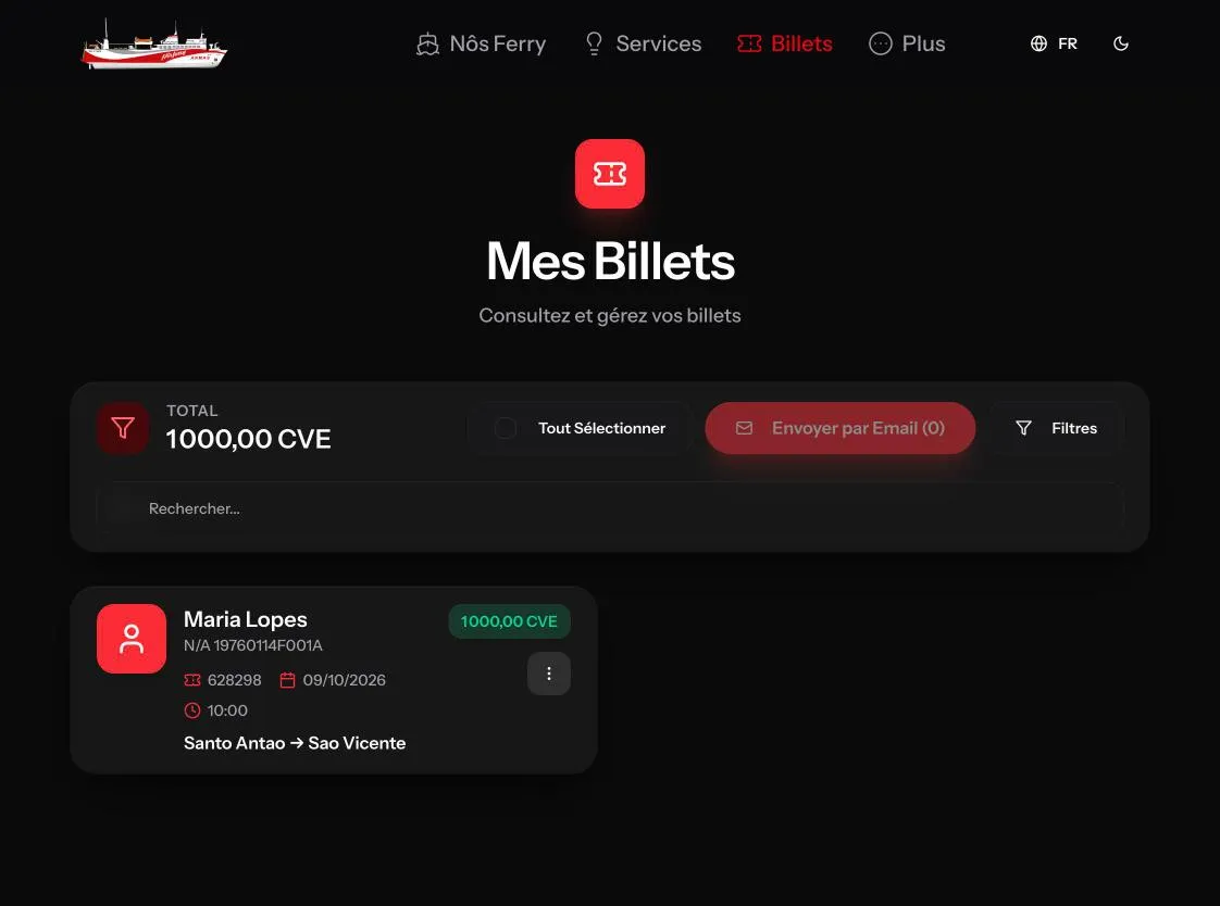 La liste des billets d'une réservation